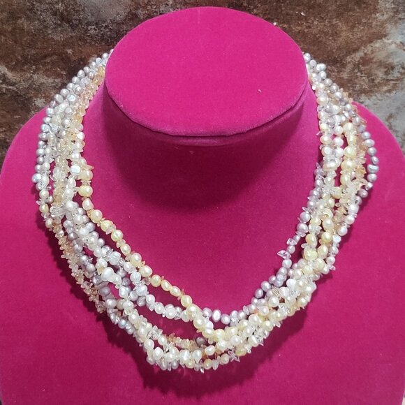 Multi Strand Pearls Beads Necklace - Picture 1 of 9